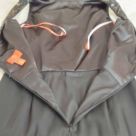 NWT Monique LHuillier Black Sleeveless Dress with Sequin Lace Upper Sz 8 - Picture 16 of 17